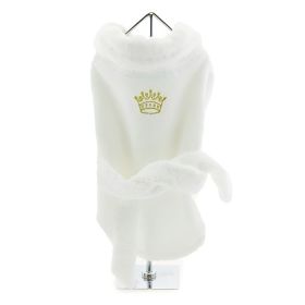White Gold Crown Cotton Dog Bathrobe By Doggie Design (Variation: Medium)