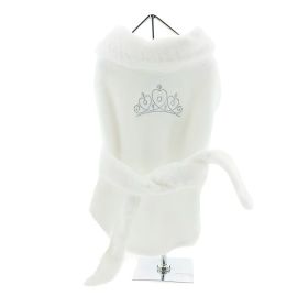 White Silver Tiara Cotton Dog Bathrobe By Doggie Design (Variation: Small)