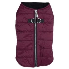 Zip-Up Dog Puffer Vest - Burgundy (Variation: Large)