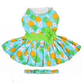 Pineapple Luau Dog Harness Dress With Matching Leash (Variation: Large)