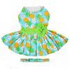 Pineapple Luau Dog Harness Dress With Matching Leash