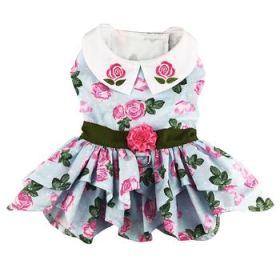 Pink Rose Harness Dress With Matching Leash (Variation: Medium)