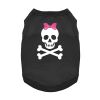 Pirate Skull With Pink Bow Dog Shirt - Jet Black