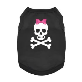Pirate Skull With Pink Bow Dog Shirt - Jet Black (Variation: Small)
