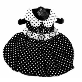 Polka Dot Dog Dress - Black And White (Variation: X-Large)
