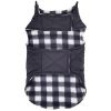Reversible Fleece Lined Puffer Dog Coat - Black And White Plaid