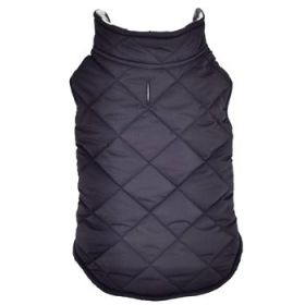 Reversible Fleece Lined Puffer Dog Coat - Black And White Plaid (Variation: Large)