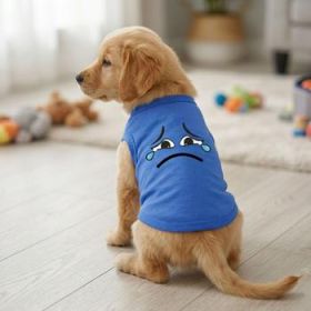 Sad Face Dog Shirt - Nautical Blue (Variation: 2X-Large)