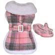 Sherpa-Lined Dog Harness Coat - Pink & White Plaid (Variation: Small)