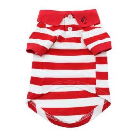 Striped Dog Polo - Flame Scarlet Red And White (Variation: 3X-Large)