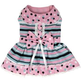 Dots & Stripes Harness Dress - Pink & Teal (Variation: X-Large)
