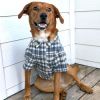 Flannel Dog Shirt - Gray And Blue Plaid