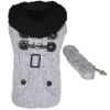 Grey Herringbone Designer Harness Coat And Matching Leash