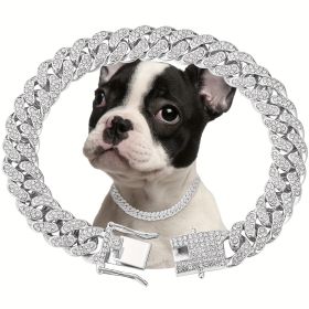 Shiny Diamond Safety Metal Necklace (Color: Silver Grey, size: L)