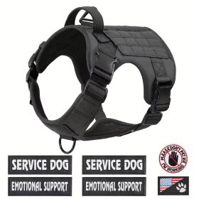 Tactical Pet Chest Service Dog Harness Vest Adjustable Reflective Dog Harness Metal Buckle Hiking Training (Color: Black, size: L)