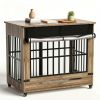 46In Large Dog Crate Furniture, Double Door Wooden Indoor Dog Kennel Furniture, For Extra Large Breed Dogs, Size 2Xl