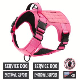 Tactical Pet Chest Service Dog Harness Vest Adjustable Reflective Dog Harness Metal Buckle Hiking Training (Color: Pink, size: M)