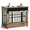 46In Large Dog Crate Furniture, Double Door Wooden Indoor Dog Kennel Furniture, For Extra Large Breed Dogs, Size 2Xl