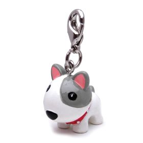 Poly 3-D Long Ears Grey Dog Charm (Color: White, size: 1" x 3/4" x 1/2")