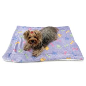 Ultra Plush Colorful Bones/Paws Blanket (Color: PURPLE, size: 30" x 20")