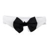 White Collar With Black Satin Bow Tie