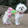 Pink Hawaiian Floral Dog Harness Dress With Matching Leash