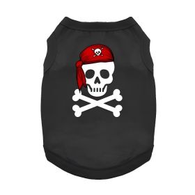 Pirate Skull With Red Bandana Dog Shirt - Jet Black (Variation: X-Small)