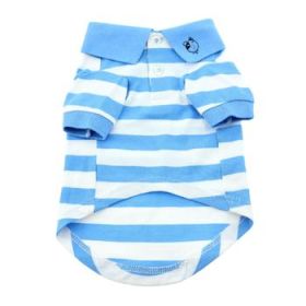 Striped Dog Polo - Blue Niagara And White (Variation: Medium)