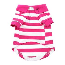 Striped Dog Polo - Pink Yarrow And White (Variation: X-Large)