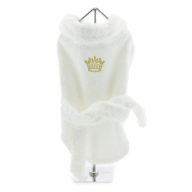 White Gold Crown Cotton Dog Bathrobe By Doggie Design (Variation: X-Small)